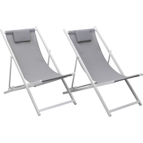 Set di 2 sedie CYPRUS - struttura in textilene grigio/bianco