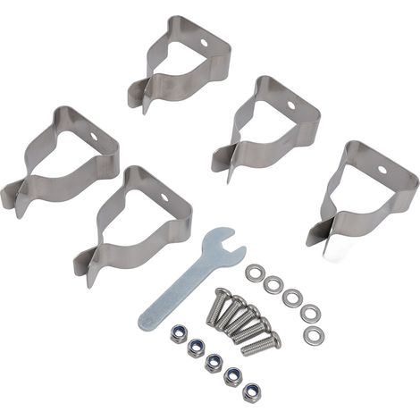 Kit ferrures coffre puits fenetre attache ressort acier laminé à froid zingué robuste 5 crochets 5 vis 5 écrous 5 rondelles clé (1/5)