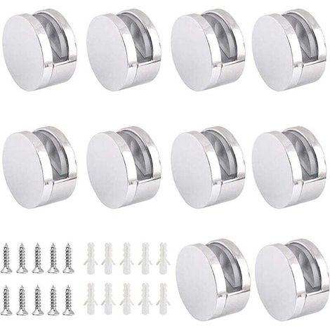 10 Sets Bains Pince de Verre, Fixation Miroir Supports, Miroir Clips Verre en Alliage Zinc pour Miroir Murale, Etagere Murale en Verre (1/4)
