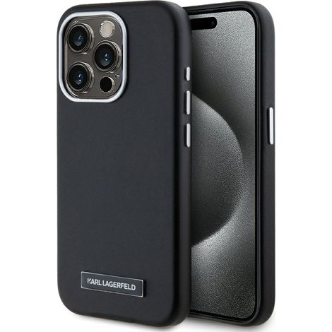 Funda Karl Lagerfeld FW Metal Plate MagSafe para iPhone 15 Pro negra (1/5)