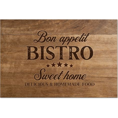 CRÉDENCE DE CUISINE Citation - Bistro - Bon appétit - Sweet home - Texture du bois 80x55 (1/5)