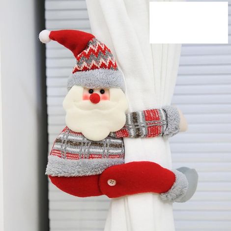 Abrazadera de cortina navideña - Decoración de ventana con Papá Noel, muñeco de nieve y reno - Abrazadera de cortina con muñeco de dibujos animados - Cierre de gancho para cortinas de dormitorio o sal