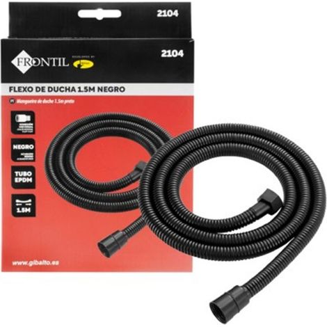 Flexible de douche Frontil 1,5 m noir, tube EPDM, raccord universel 1/2" x 1/2"