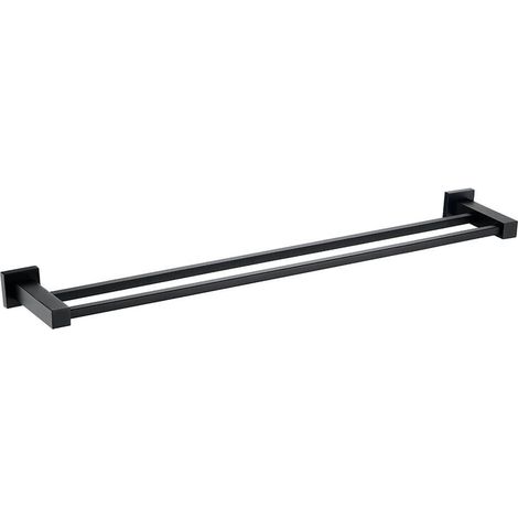 Matte Black Square Double Towel Bar Rail Holder (1/2)