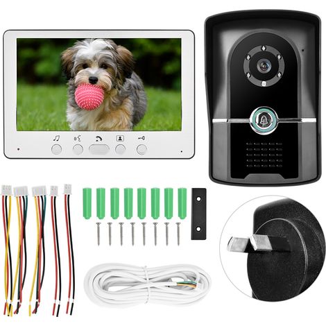 Kit de sonnette vidéo filaire 7 pouces TFT LCD avec interphone, vision nocturne infrarouge, alimentation 110-240V AU (1/5)