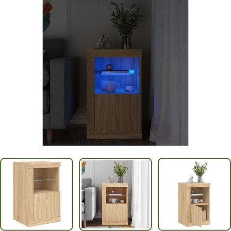 LED Beleuchtung - Beistellschrank mit LED-Leuchten Sonoma Eiche Holzwerkstoff (1/5)