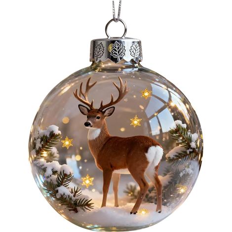 Décoration de en Cristal de la Collection Wildlife Wonders, Boules de en Plastique Transparent de Noëls Animalière - MMCD-ZGL-04989