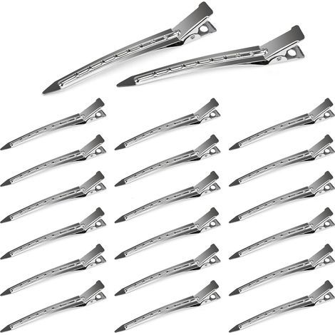 (20 Stück, silber) 20 Entenschnabel-Haarspangen, 8,9 cm große Krokodilklemmen aus Metall für Salonfrisuren, Färbungen und dickes Haar. (1/5)