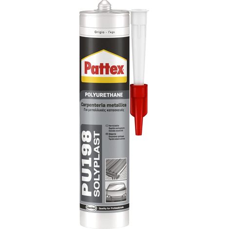 Pattex Sigillante Poliuretanico PU 198, Sigillante per Lattoneria, Carpenteria Metallica, Costruzioni Metalliche, Impianti di Condizionamento, Auto e Nautica, Carrozzeria, Grigio, Cartuccia da 310ml (1/2)
