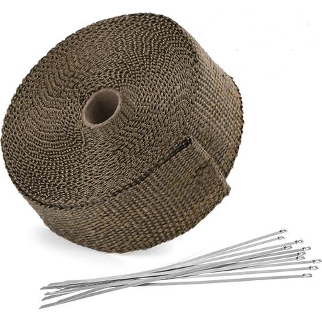 Nastro isolante termico in titanio magma da 15 m e 50 mm + 10 fascette in acciaio inossidabile nero per striscia isolante termica del tubo del collettore di scarico della motocicletta (1/4)