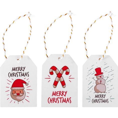 300 Pièces Étiquettes Cadeaux de Noël Papier Épais pour Suspension Décoration Suspendue Thématique Bonhomme de Père Noël Canne de Noël Cartes de Fête DIY pour Emballage et (1/5)