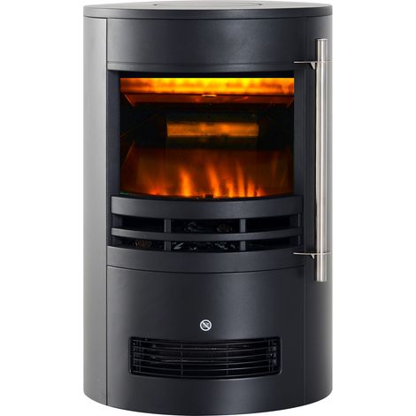 Camino Elettrico da Terra 900W/2000W con Effetto Fiamma, Caminetto Elettrico con Temperatura Regolabile e Protezione da Surriscaldamento, 41x41x64.5cm, Nero
