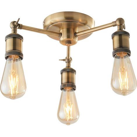 Endon Hal Lampada da soffitto semi-incasso a braccio multiplo, piastra in ottone anticato (1/5)