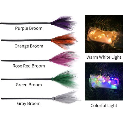 Balai de sorcière de 89 cm (35 pouces) pour Halloween - Accessoires effrayants, déguisements, ornements, cadeau d'Halloween, fournitures pour anniversaires et cosplay. (1/2)