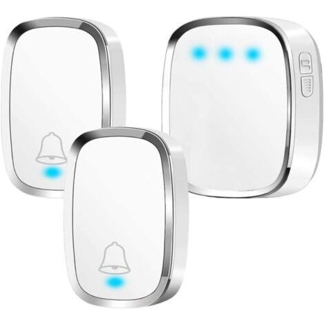 Waterproof Wireless Doorbell, Outdoor Door Bell with 300m Range, 2 Transmitter & 1 Receiver, Wireless Chime Kit with LED Flash, 36 Melodies, 4 Volume Levels, for Home, Office, Hotel (1/5)