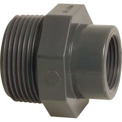 Profec Reduzierstück, PVC-U, 2 Zoll AG x 1 1/2 Zoll IG, 10 bar, grau (1/2)