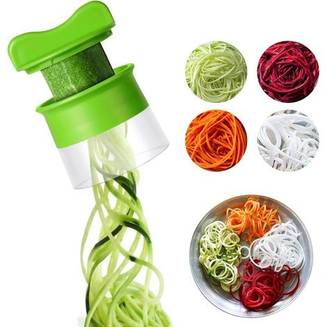 Handlicher Spiralschneider für Gemüse, Spiralschneider, Pasta- und Spaghetti-Maschine für Karotten, Obst, Gurken, Kartoffeln, Kürbis, Zucchini, Nudeln (1/2)