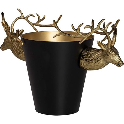 Seau à champagne cerf en aluminium noir 50 x 24 x 30 cm