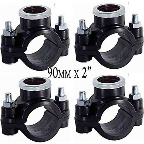Packung mit 4 Stützklemmen (90 mm x 2 Zoll). Zur Verwendung bei Bewässerungsanlagen, z. B. für Regner und Düsen. (1/4)