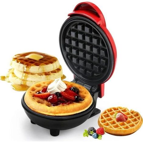 Gaufrier Mini - AQSACOKIYA - 10 cm - Antiadhésif - 350W - Design Compact (1/4)