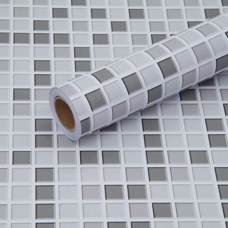 Mosaïque Adhésive Carrelage Gris et Blanc Imperméable 30 x 300cm (1/5)