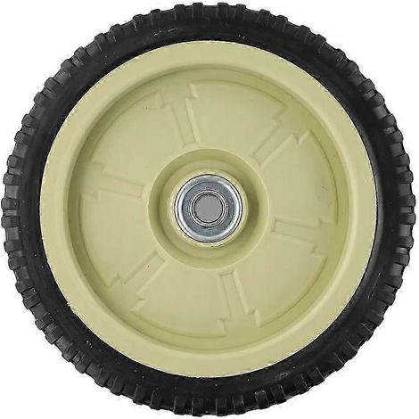 Une roue de tondeuse compatible avec les tondeuses à gazon poussées, équipée de roulettes compatibles avec les roues de jardin FDQ. (1/5)
