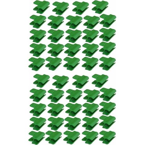 Confezione da 48 fascette stringitubo per tubi da giardino, accessori in lamina per capannoni da giardino, diametro esterno 16 mm, picchetti per piante, clip in plastica per serre, verde (1/4)