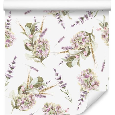 Carta da parati con bouquet di fiori di lavanda per soggiorno e camera da letto 50x1000 cm (1/5)