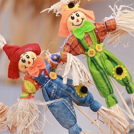 4PCS Épouvantail Debout Mignon Décor de Jardin d'Automne pour Halloween ou Décoration de Bar