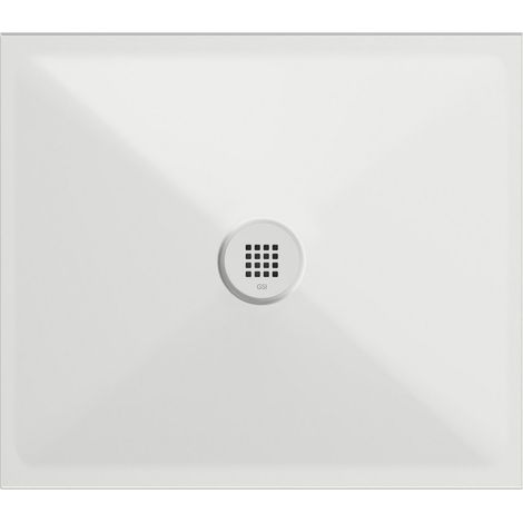 Receveur de douche rectangulaire en céramique 80x70x2cm, blanc mat