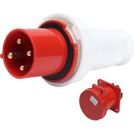 Kit de connecteurs électriques industriels (prise et fiche), étanche IP67, triphasé, 4 broches, 63 A, 3P+T, 380-415 V (1/5)