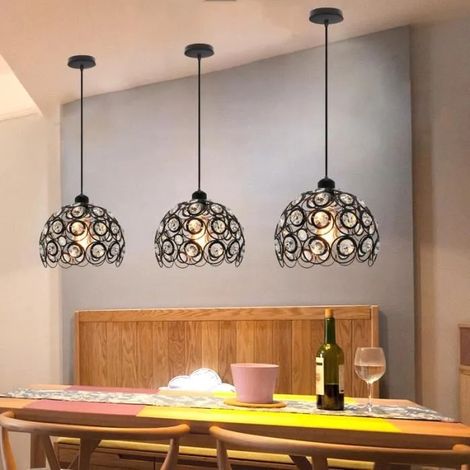 Yowei 3pcs Lampe Suspension Retro en Cristal Noir E27 Lustre Industriel Vintage Desigen Edison Câble Réglable pour Salon Chambre (1/4)