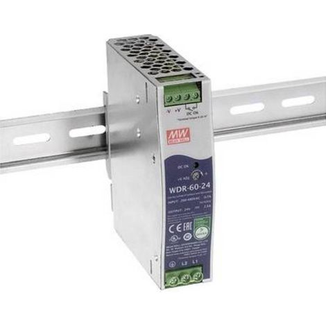 Mean Well WDR-60-24 Alimentation rail DIN 24 V/DC 2.5 A 60 W Nbr. de sorties:1 x Contenu 1 pc(s)