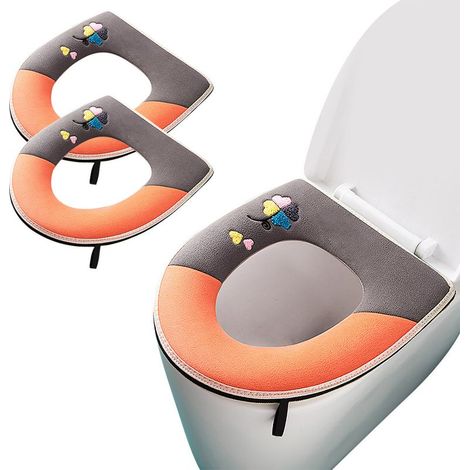 WC-Sitzkissen – Reißverschluss – Acrylfaser – Passend für ovale und runde Toiletten – 2 Stück (1/5)