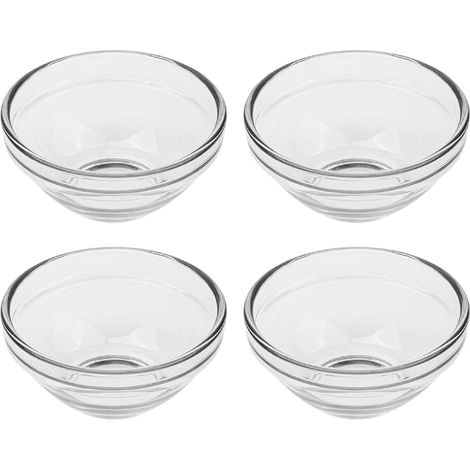 Juego de 4 cuencos de vidrio, 5,7 cm de diámetro, transparentes, apilables, para cocina, aptos para microondas. (1/5)