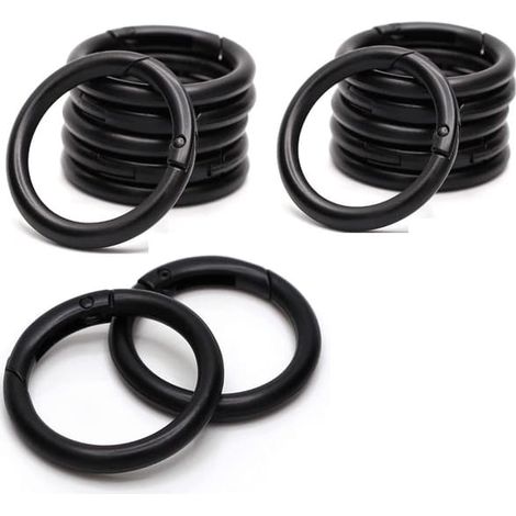 Mousqueton rond / anneaux ouvrables, lot de 15, noir (1/5)