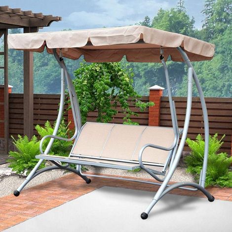 Swing Canopy Top Cover Housse de rechange étanche anti-poussière Swing Seat Top Cover en tissu Oxford 190 T 190 x 132 x 15 cm (Beige) (1/5)