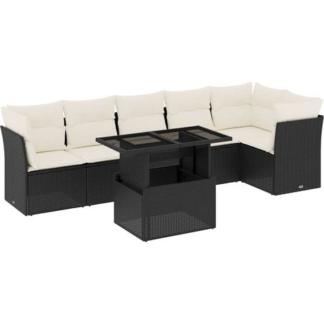 vidaXL Set Divani da Giardino con Cuscini 7pz Nero Polyrattan (1/5)