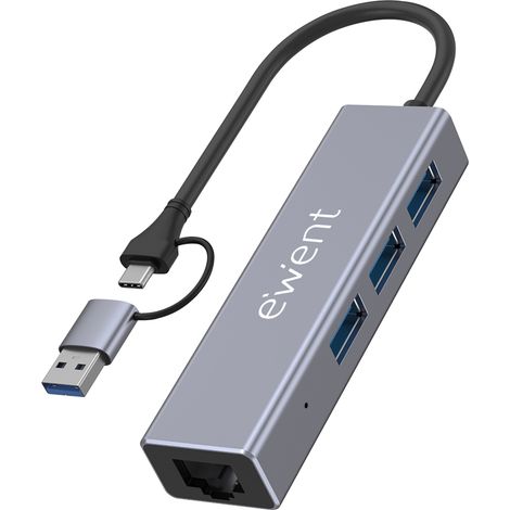 El Hub USB-A de 3 Puertos USB 3.2 Gen 1 con Ethernet Gigabit es la solución perfecta para ampliar la conectividad de tu laptop o computadora de escri