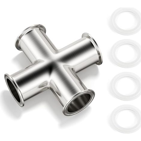 Collier de serrage à 4 voies adapté à un tube de 1-1/2" de diamètre extérieur Raccord sanitaire en acier inoxydable 304 Tri-clamp de 1,5" Bride à ferrule de 50,5 mm (1/5)