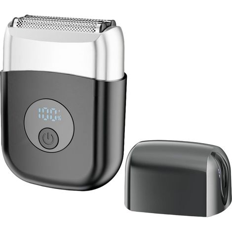 Mini rasoir électrique pour homme, portable, avec écran LED, lames de précision, rechargeable (Noir B, 1 pièce)