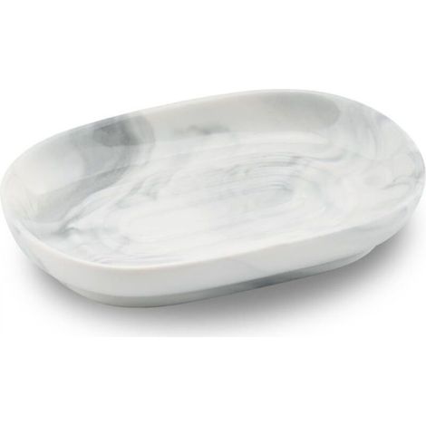 Seifenschale aus Keramik, rutschfeste Seifenschale aus Marmor, Seifenschale für Badezimmer, massive Seifenschale für Küche, Badewanne, Waschbecken und Dusche (grau) (1/4)