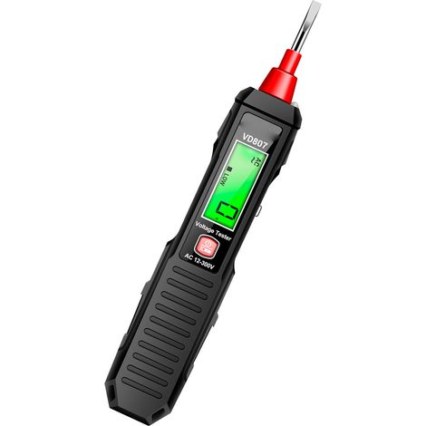 Détecteur de tension AC12-300V avec écran LCD précis et lampe LED, stylo testeur électrique noir multifonction (1/5)