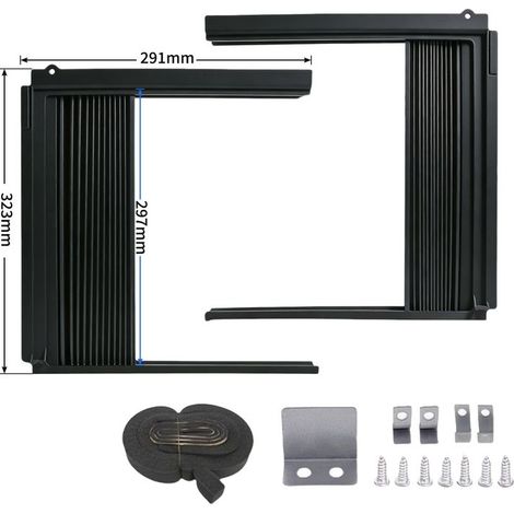 Plaque d’étanchéité pour climatiseur de fenêtre, modèle noir, taille S, monocouche, rétractable, avec lames orientables, pour unités type 5K1067, livré en boîte (1/5)