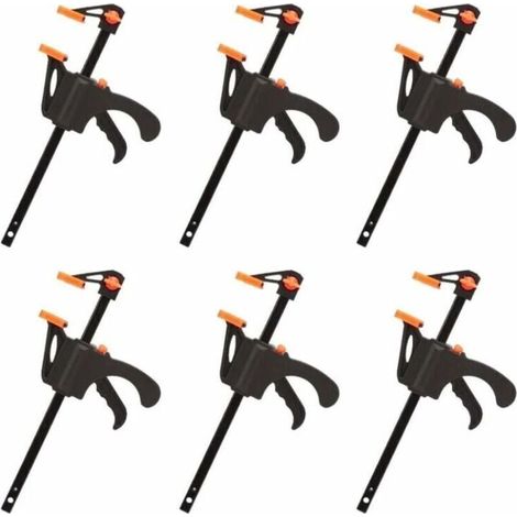 Déstockage Lot de 6 Serre-joints en Forme de F, Serre Joint avec Serrage Rapide et Facile, Outils à Main pour Menuiserie, Porte en Bois(4pouces) (1/5)