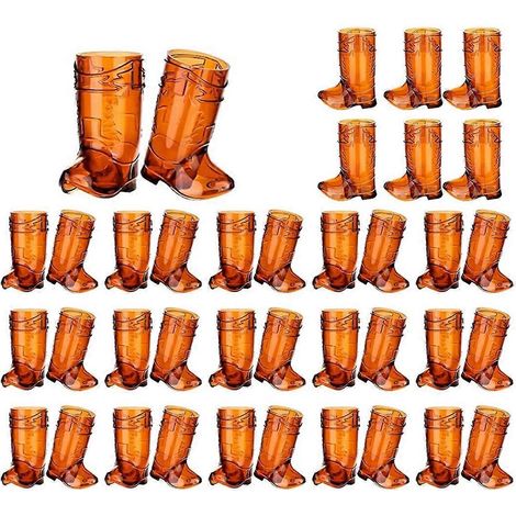 36 Stück 1 OZ durchsichtige Cowboy-Gläser Mini Cowboy Braun--