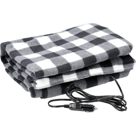 Coperta riscaldante - coperta elettrica a 12 volt per auto, camion, SUV o camper - accessorio portatile per campeggio invernale (griglia nera) (1/5)