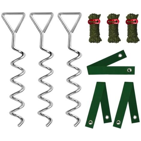 Kit de tuteur spiralé pour arbres, support et fixation robustes, 40 cm, 9 pièces, système de fixation pour arbres vert militaire (1/5)