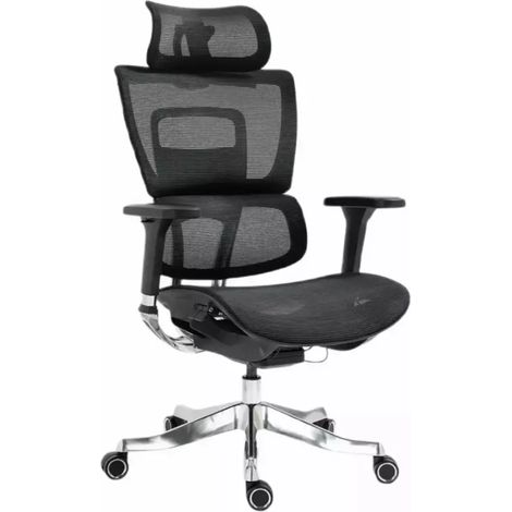 Chaise de bureau haut de gamme ergonomique réglable avec accoudoirs 4D et grande profondeur d'assise, coloris noir LORES2