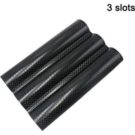 (BLACK)In steel to the carbon Vague francaise Pain of cooking Tray for cooking Molded Pan Baguette 3 Groove BLACK (1/4)
